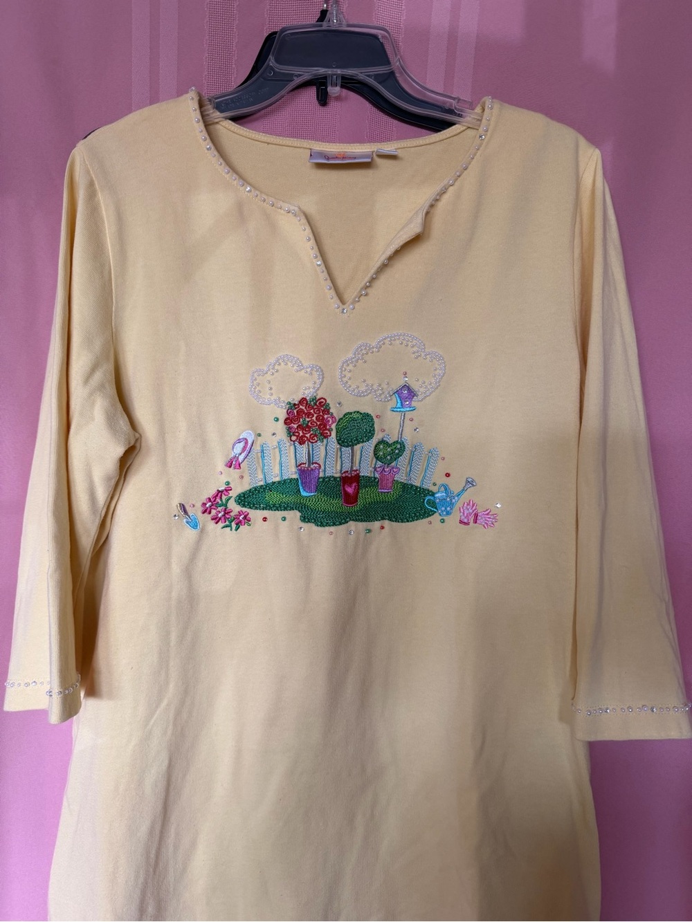 Yellow Embroidered Garden Tunic Top